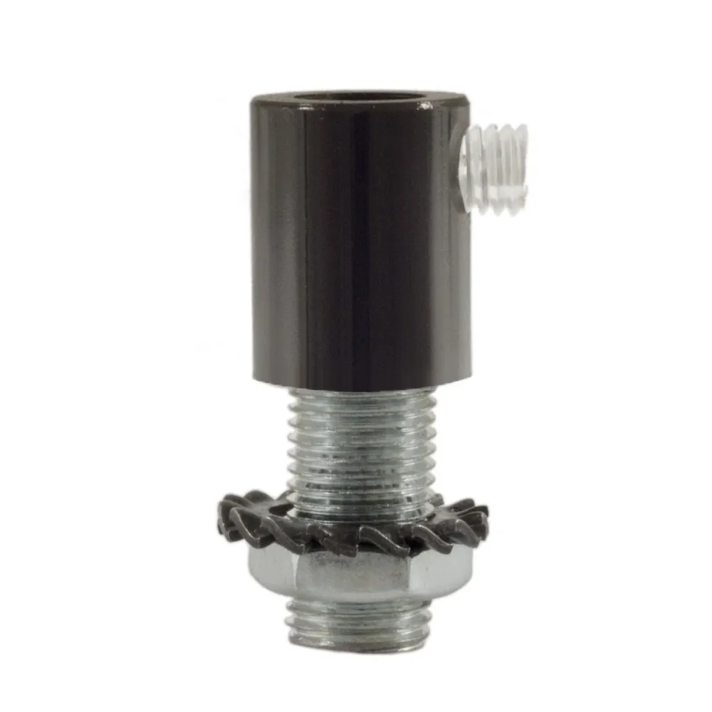Serre-câble cylindrique en métal complet avec tige, écrou et rondelle - Noir perle