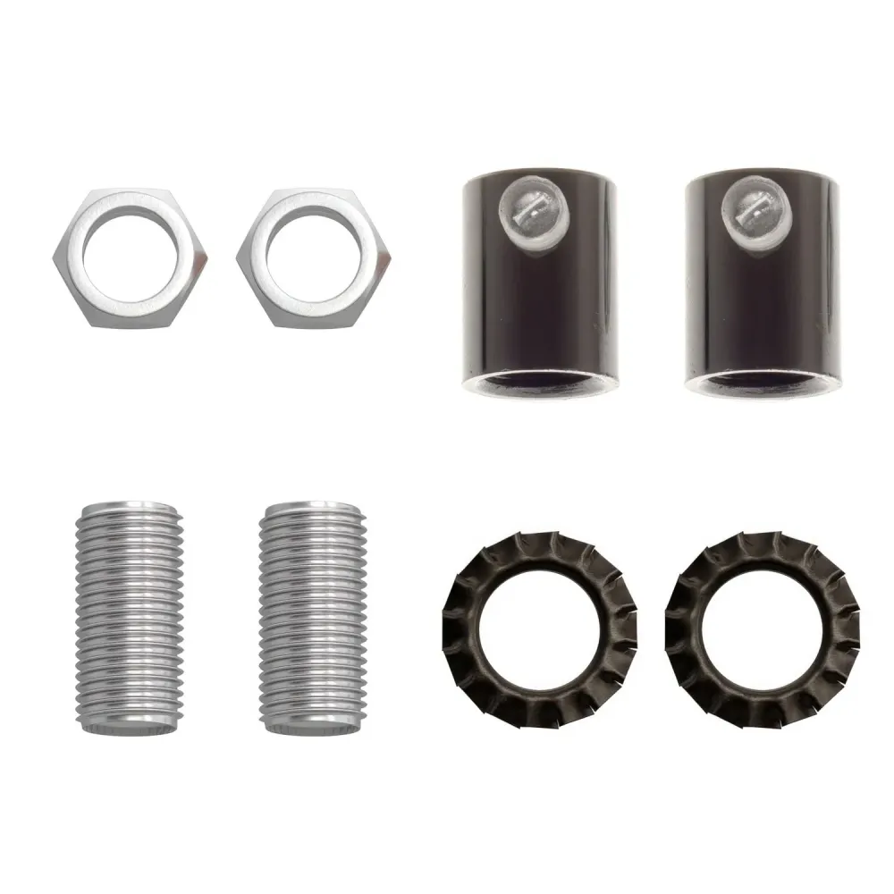 Serre-câble cylindrique en métal complet avec tige, écrou et rondelle - Noir perle