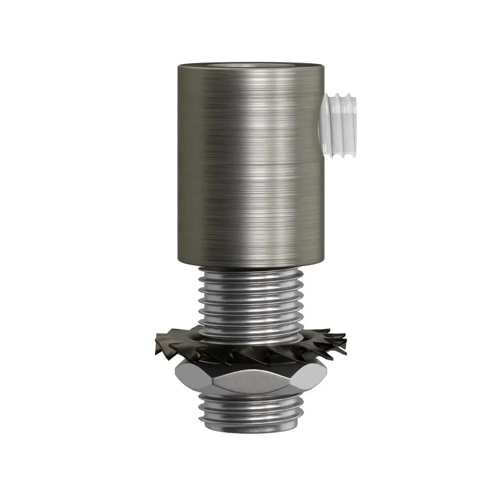 Serre-câble cylindrique en métal complet de tige, écrou et rondelle - Titane satiné