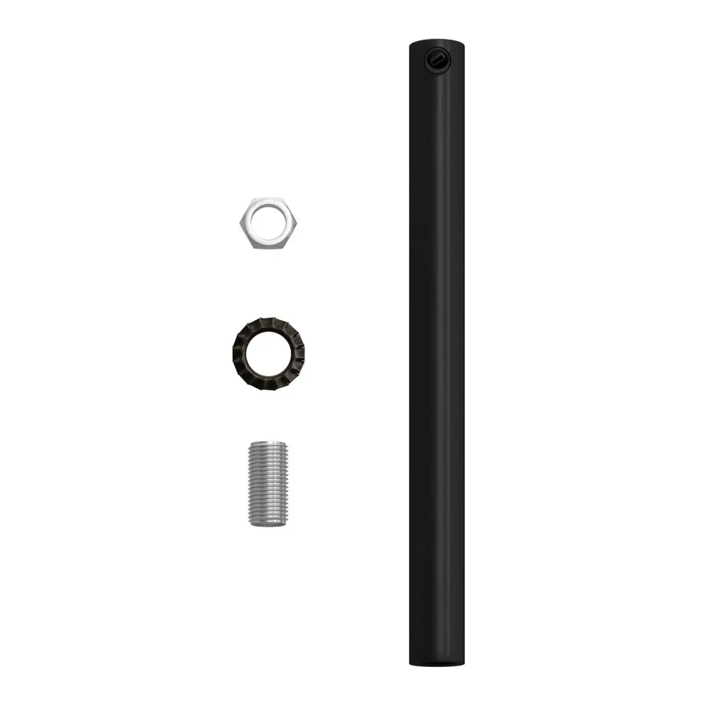 Serre-câble cylindrique en métal longueur 15 cm complet avec tige, écrou et rondelle - Noir