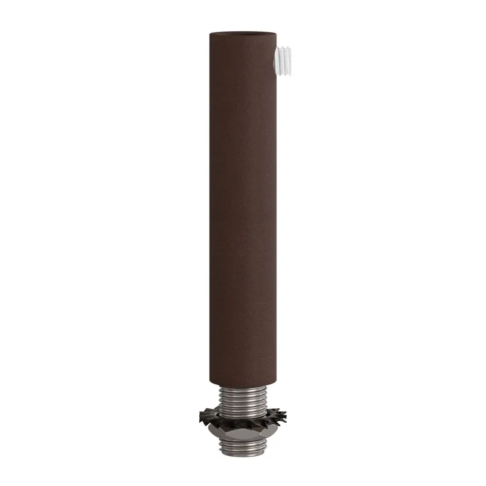 Serre-câble cylindrique en métal longueur 7 cm complet avec tige, écrou et rondelle - Rouille foncée laquée