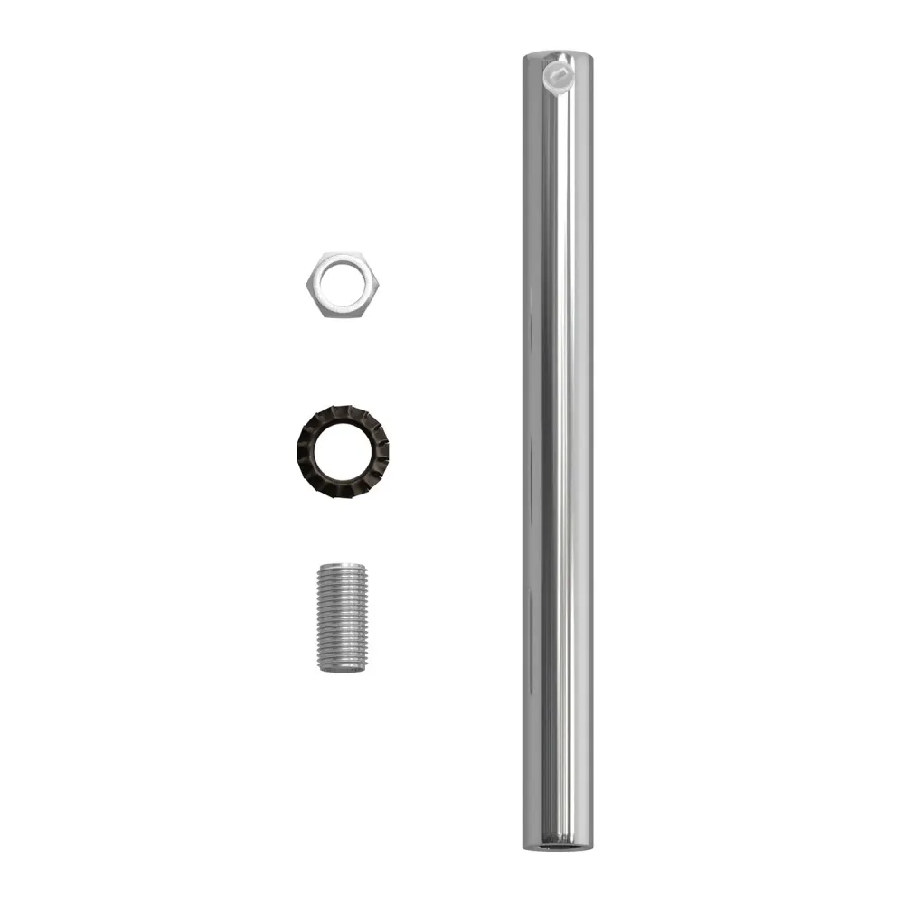 Serre-câble cylindrique en métal longueur 15 cm complet avec tige, écrou et rondelle - Chrome