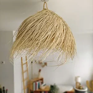 Suspension luminaire en paille tressée, Suspension paille 50 cm, Suspension bohème Shop Planète Déco