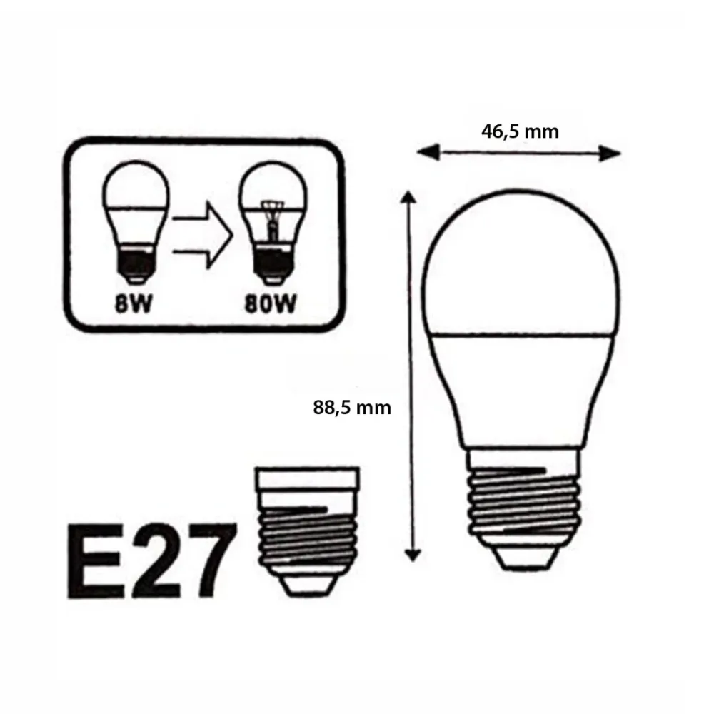 Ampoule LED E27 8W 220V G45 300° (Pack de 100) Silamp
