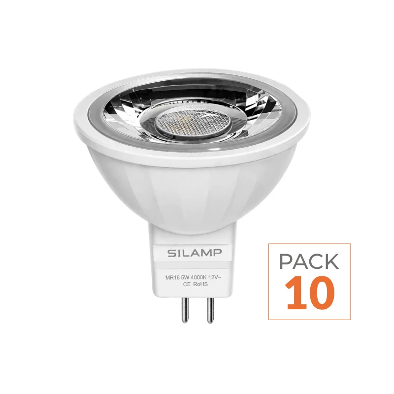 Ampoule LED GU5.3 / MR16 12V 8W SMD 80° (Pack de 10) Silamp