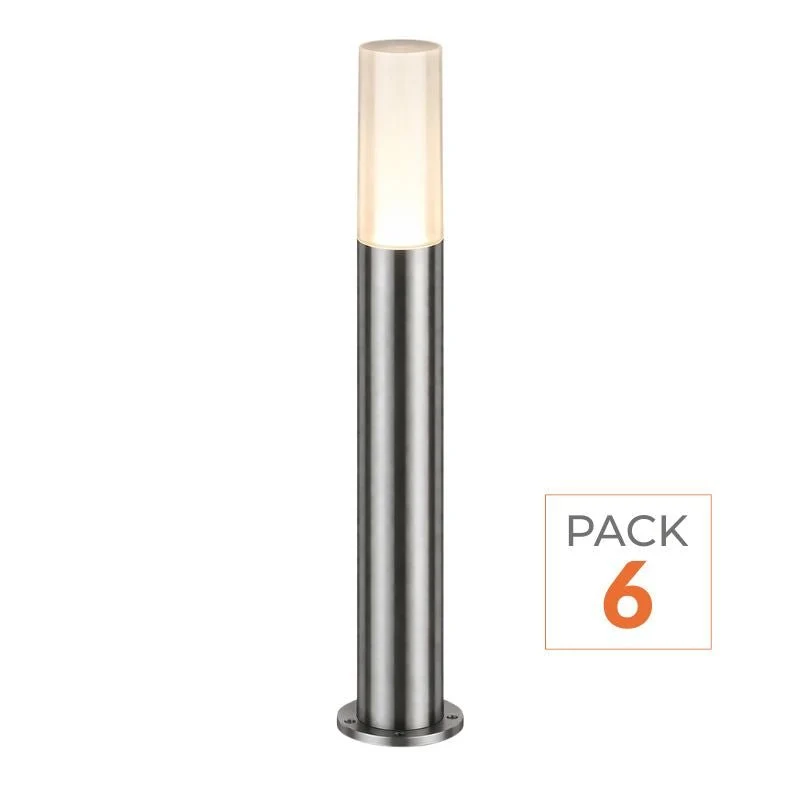 Borne Extérieure 60cm 220V IP65 ARGENT pour Ampoule E27 (Pack de 6) Silamp