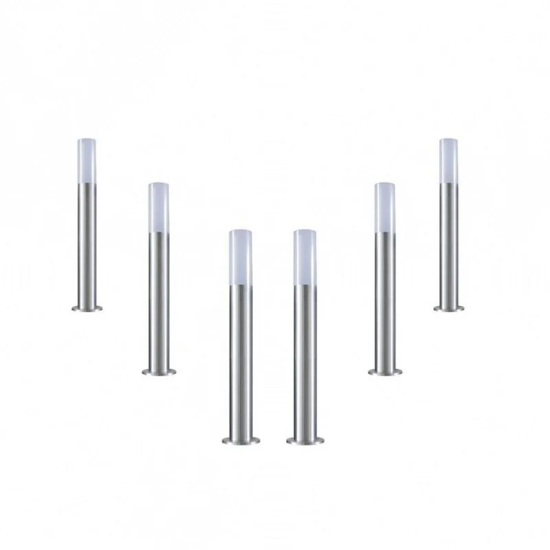 Borne Extérieure 60cm 220V IP65 ARGENT pour Ampoule E27 (Pack de 6) Silamp