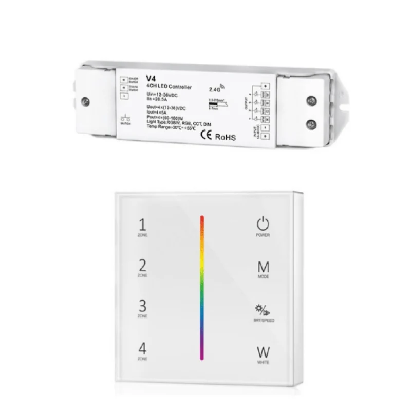 Kit Variateur Tactile RGB Sans Fil 4 Zones et Dimmer RF Silamp