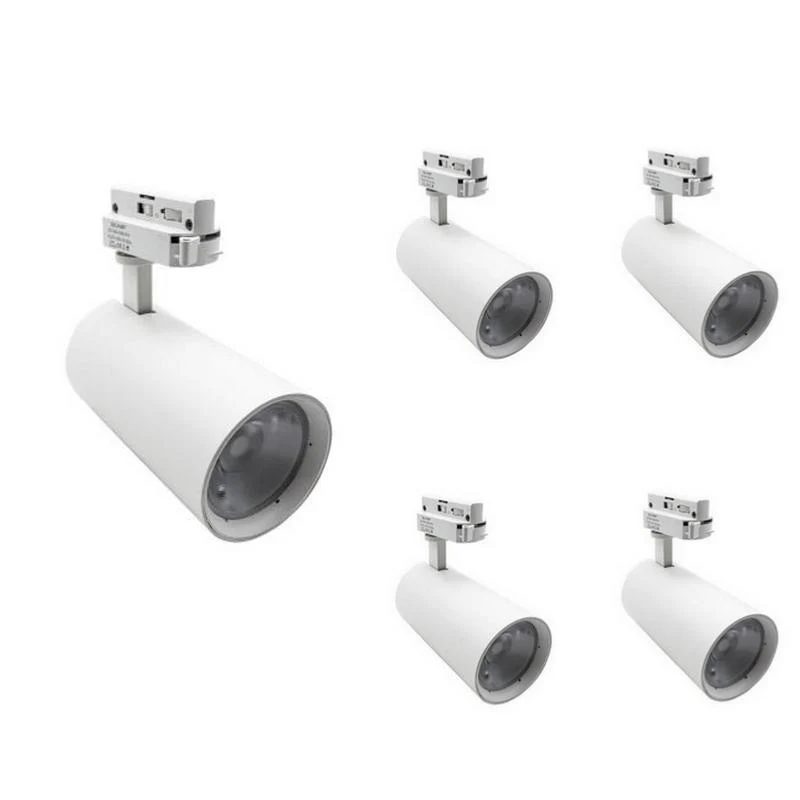 Spot LED sur Rail 30W 45° Monophasé BLANC (Pack de 5) Silamp