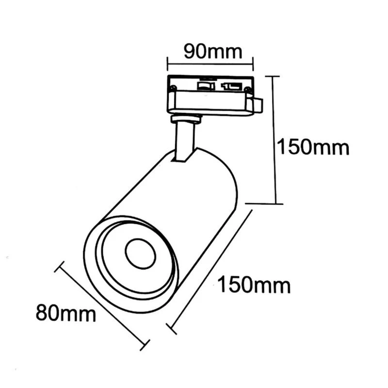 Spot LED sur Rail 30W 45° Monophasé BLANC (Pack de 5) Silamp