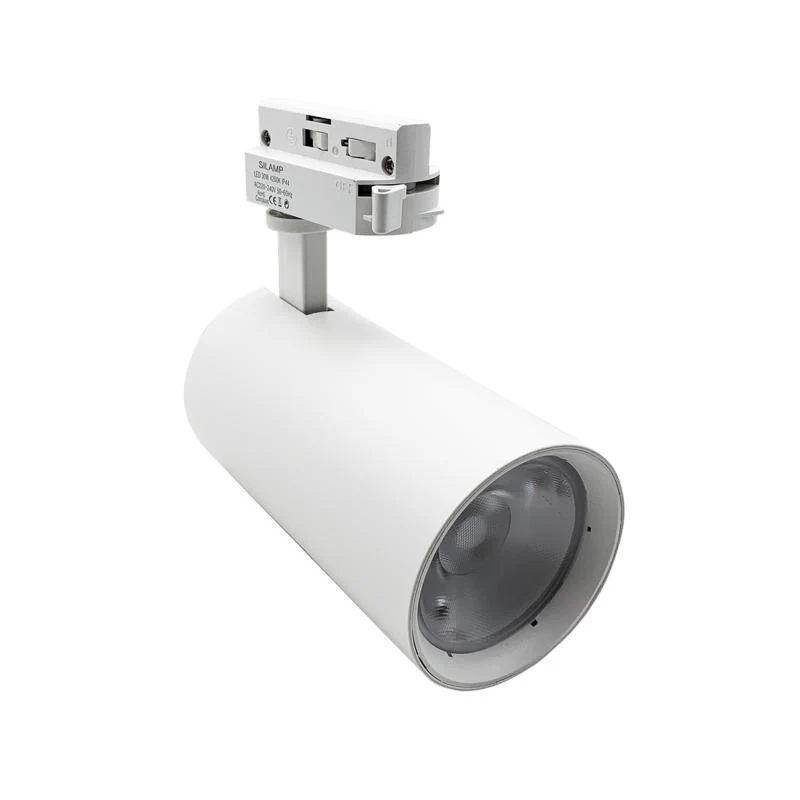 Spot LED sur Rail 30W 45° Monophasé BLANC (Pack de 5) Silamp