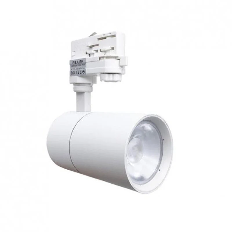 Spot LED sur Rail Triphasé Blanc 30W 80° Silamp