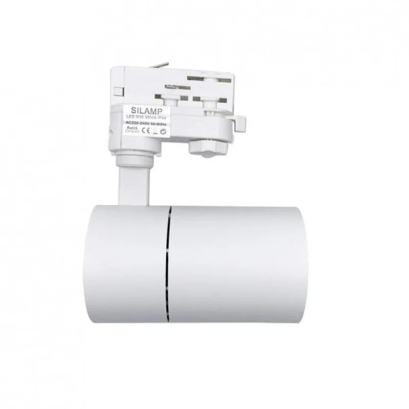 Spot LED sur Rail Triphasé Blanc 30W 80° Silamp