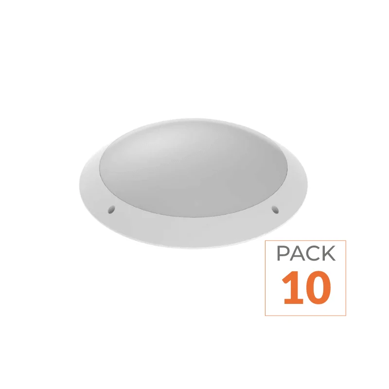 Pack de 10 - Hublot LED IP65 IK10 ø30 cm avec Détecteur pour 2 Ampoules E27 Silumen