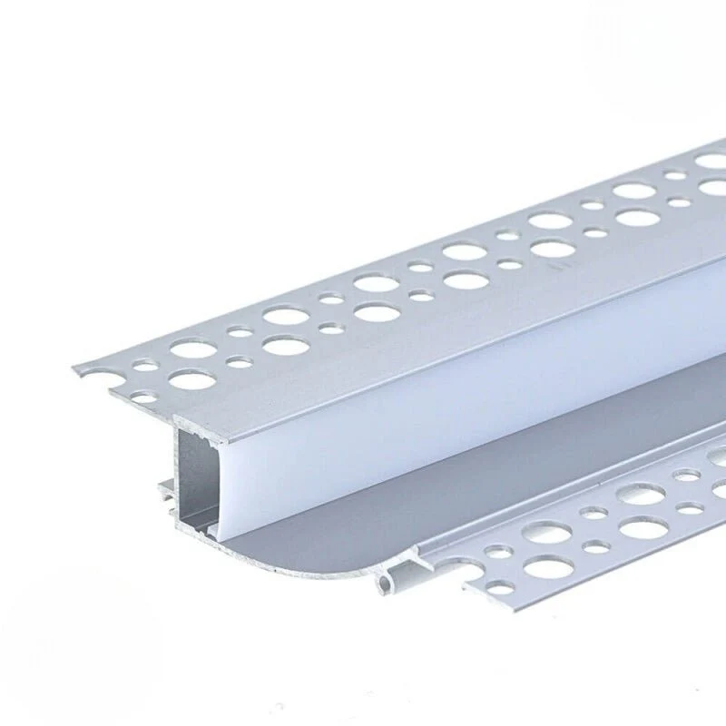 Profilé Aluminium Encastré 2m pour Plâtre Couvercle Blanc Opaque Silumen