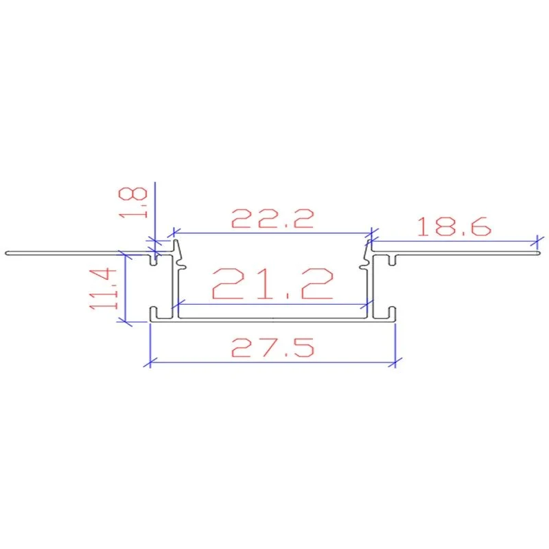 Profilé Aluminium encastré 1m pour Ruban LED Double Couvercle Blanc Opaque Silumen