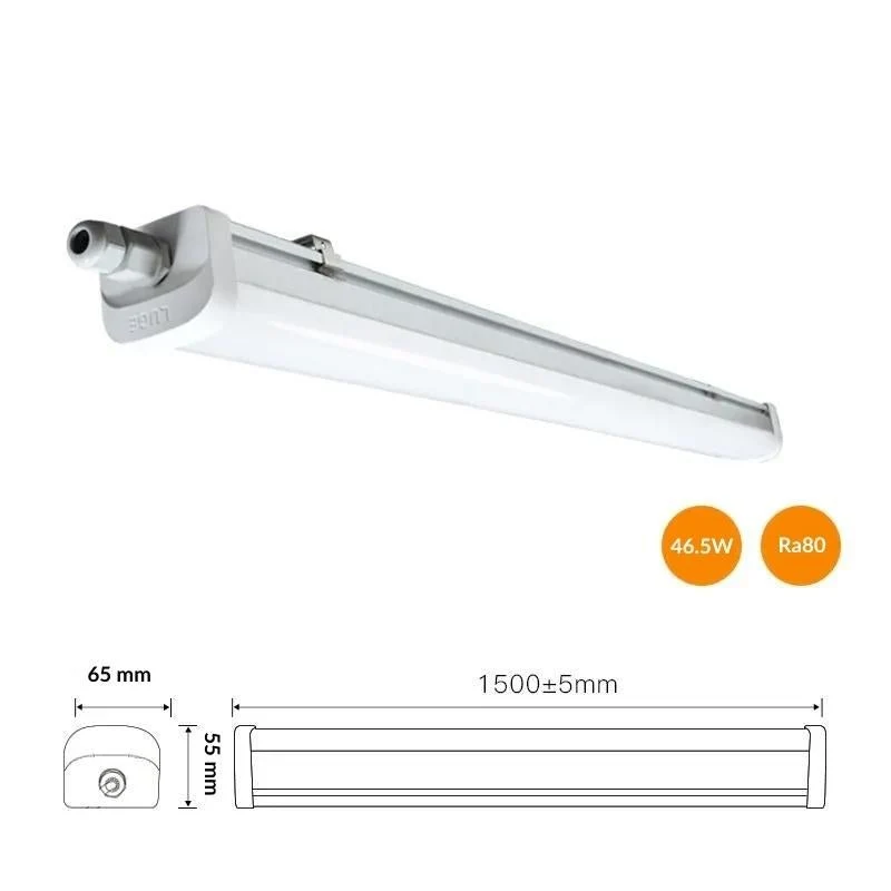 Réglette LED étanche 150cm 46.5W 120lm/W (Pack de 10) Silumen