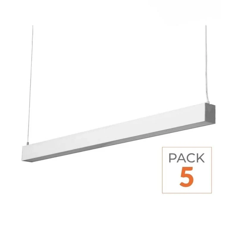 Réglette Suspendue LED Large 120cm 35W Argent (Lot de 5) Silumen