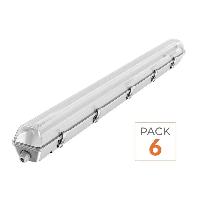 Réglette étanche 150 cm double pour Tube LED T8 IP65 (Boitier vide) (Pack de 6) Silumen