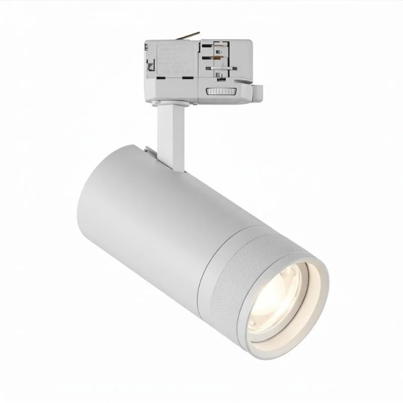 Spot LED sur Rail Blanc Angle Ajustable Triphasé 30W 15-60° CCT TRIAC Dimmable - 3000K/4000K/6000K Silumen