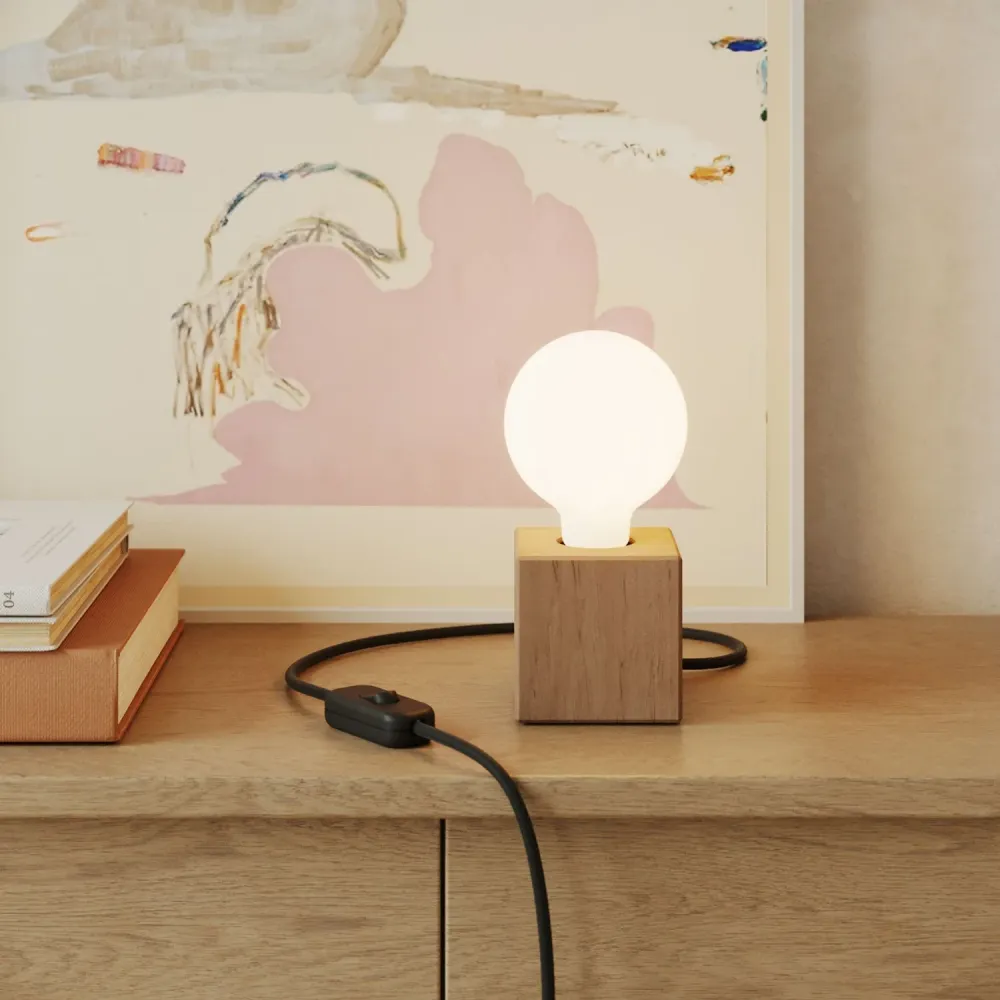 Socle de lampe en bois - Cube