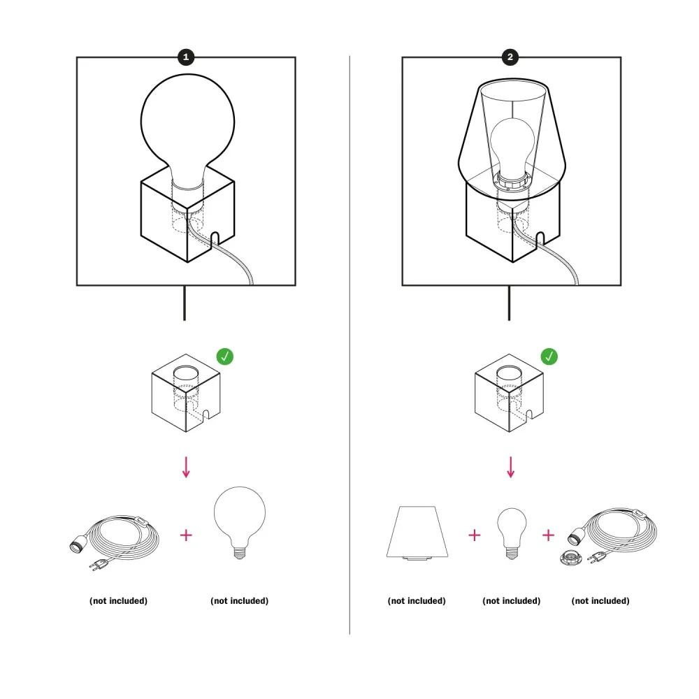 Socle de lampe en bois - Cube