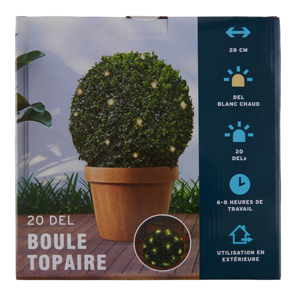 Boule topiaire solaire Solar Living, 11 po x 11 po