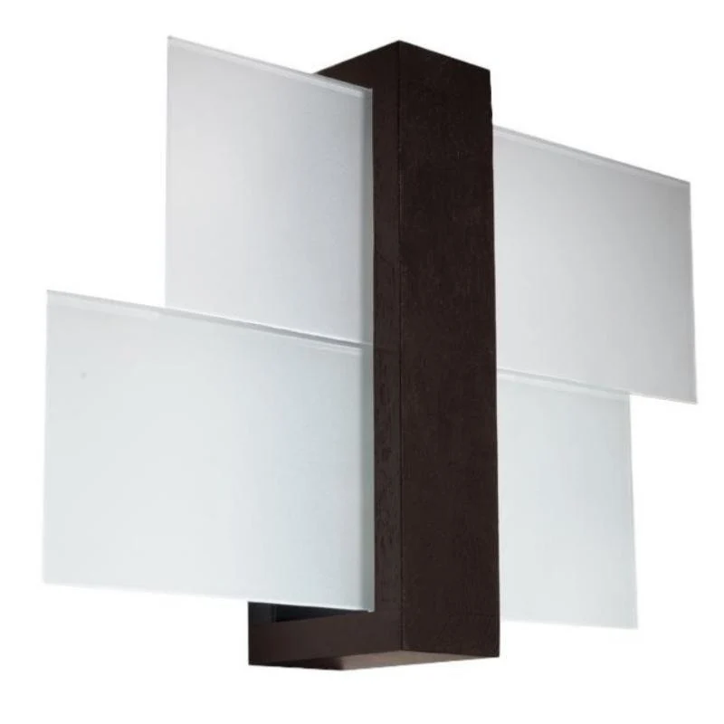 Applique Murale Bois Sombre Rectangles de Verre pour Ampoule E27 Sollux