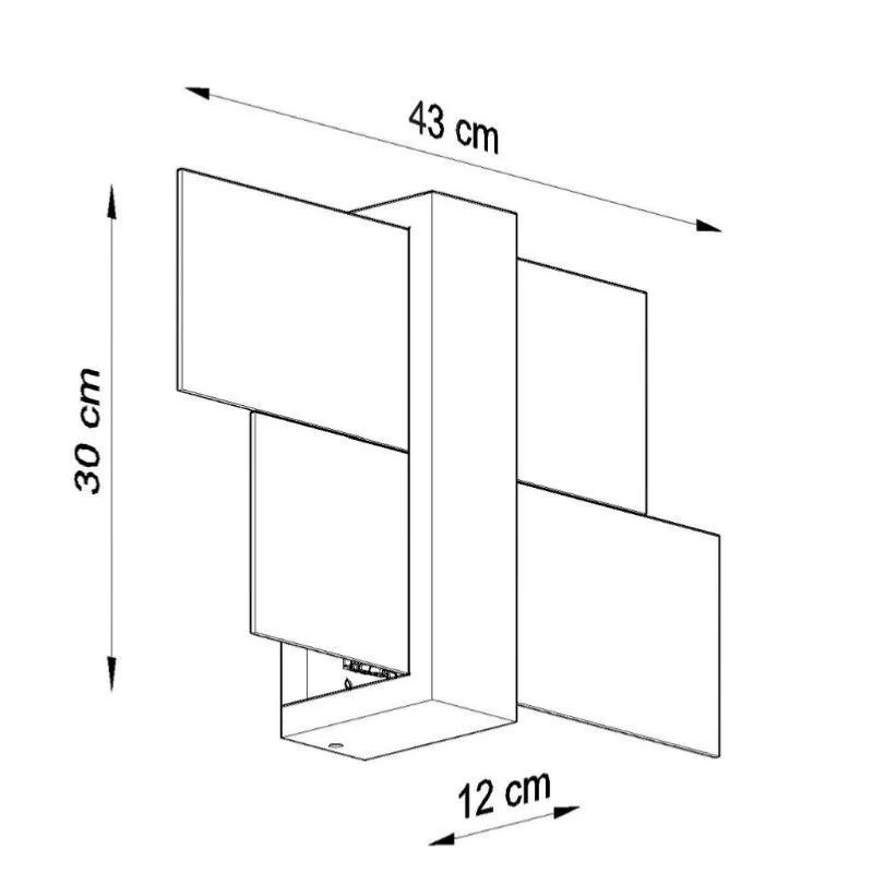 Applique Murale Bois Sombre Rectangles de Verre pour Ampoule E27 Sollux