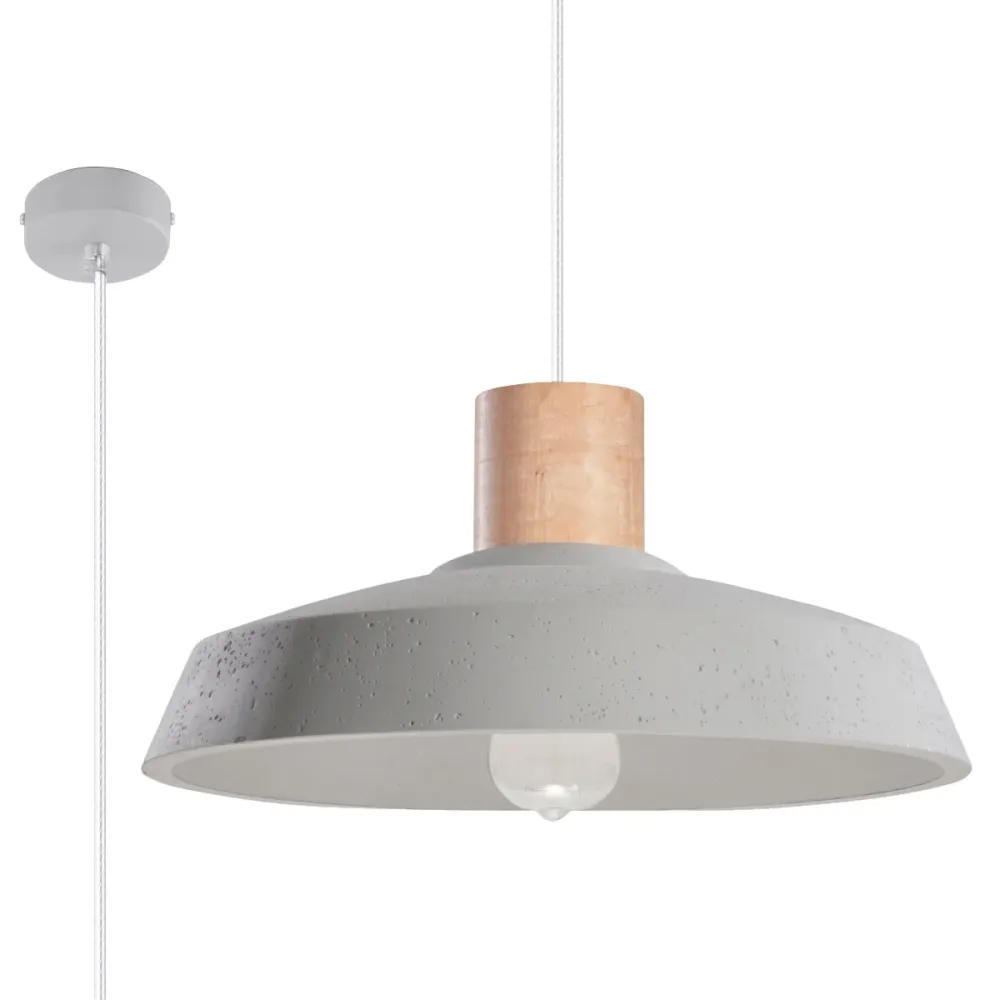 Suspension Sollux Lighting Afra 1L, culot E27, gris