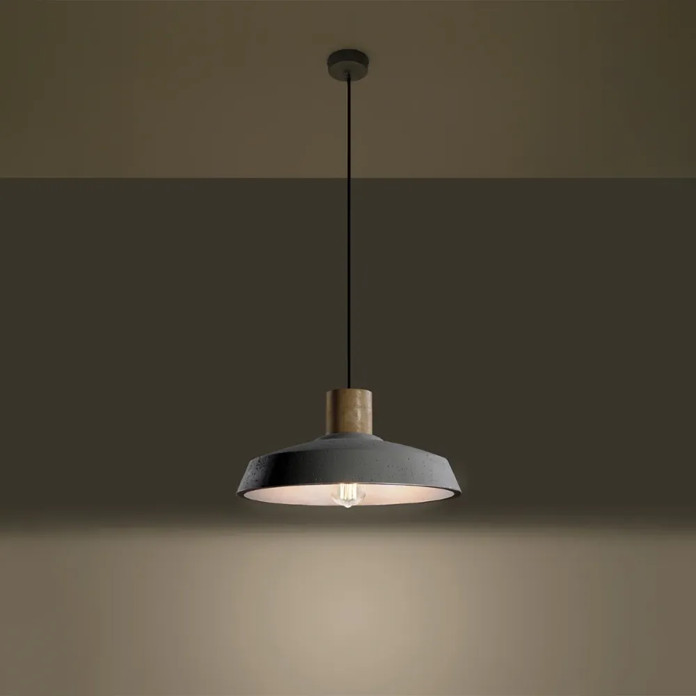 Suspension Sollux Lighting Afra 1L, culot E27, gris