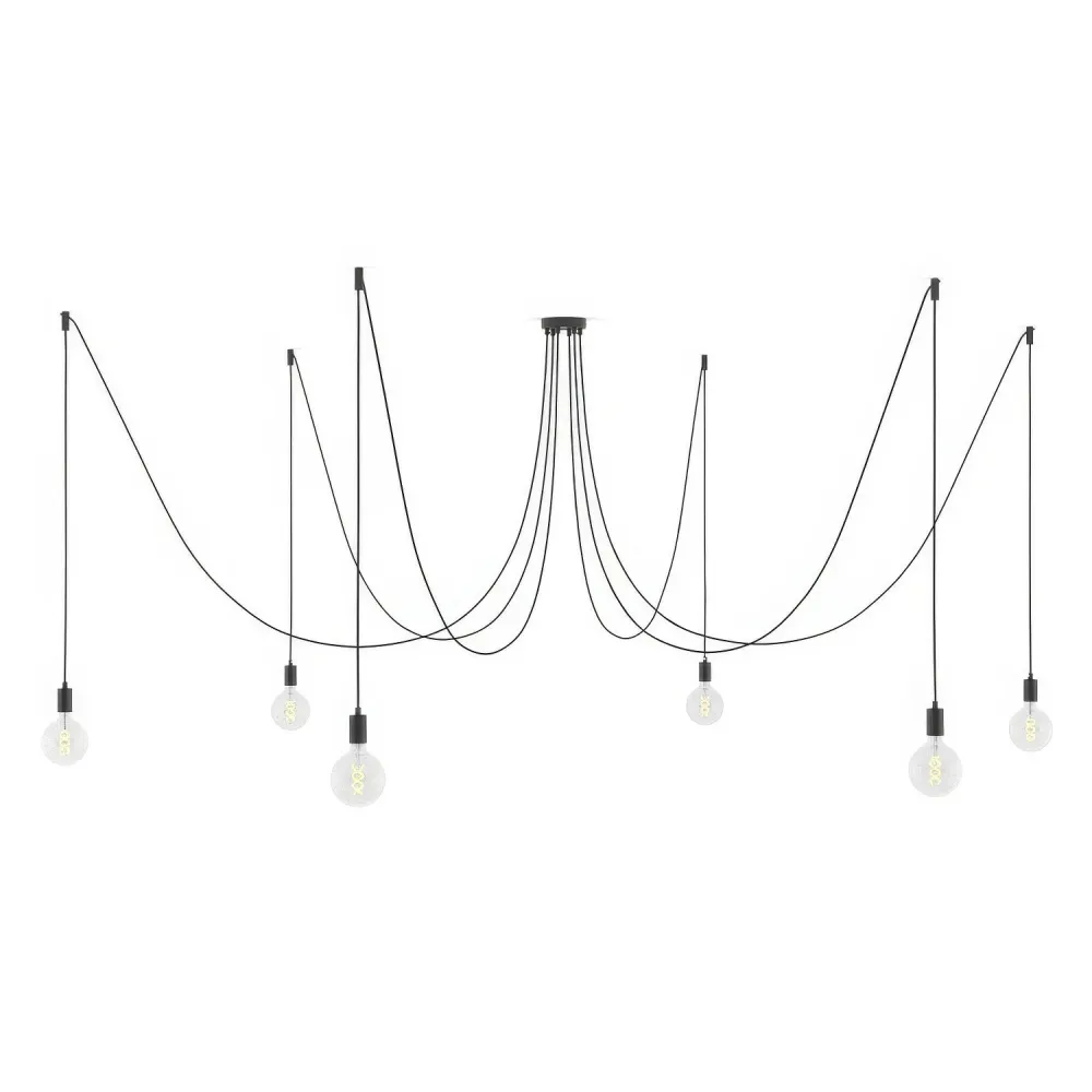 Spider - Suspension multiple avec 6 chutes, finition métal - Noir
