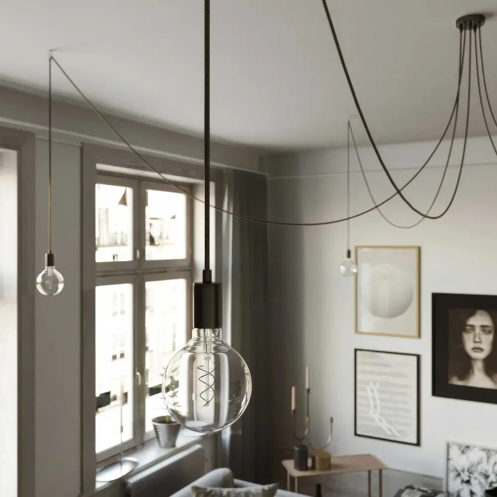 Spider - Suspension multiple avec 5 descentes, finition métal - Perle noire