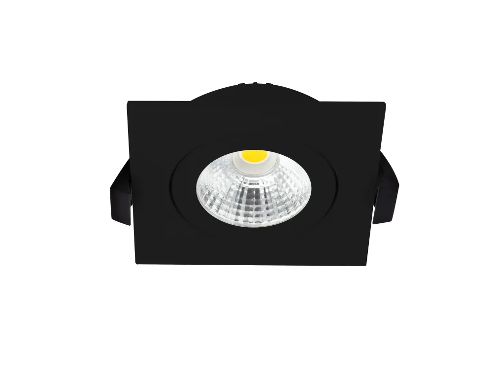 Spot encastré noir | Profondeur à faible teneur en profondeur IP54 | Tiltable | Carré | Ø 68 mm