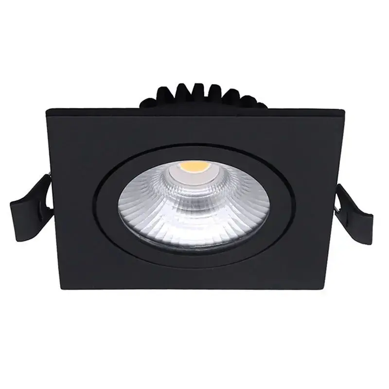 Spot encastré noir | Profondeur à faible teneur en profondeur IP54 | Tiltable | Carré | Ø 68 mm