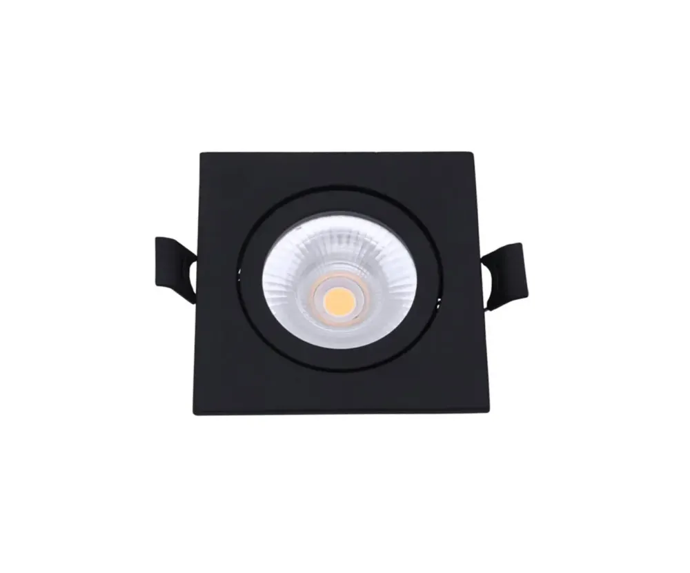 Spot encastré noir | Profondeur à faible teneur en profondeur IP54 | Tiltable | Carré | Ø 68 mm