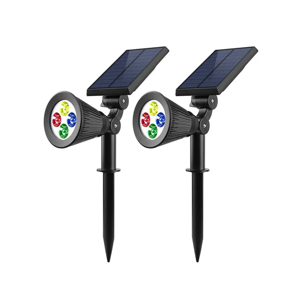 Spot solaire 2200mAh avec 7 couleurs de lumières etanche spot solaire encastrables éclairage pour chemins jardin balise so...