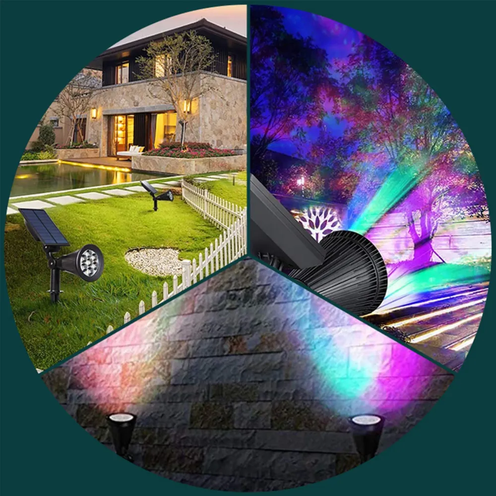 Spot solaire 2200mAh avec 7 couleurs de lumières etanche spot solaire encastrables éclairage pour chemins jardin balise so...