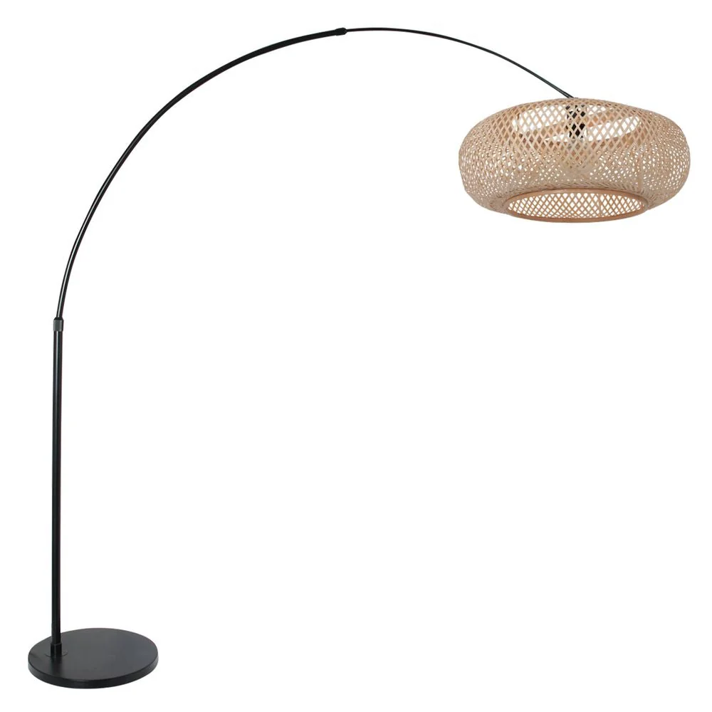 Lampadaire Steinhauer Sparkled Light 1L en bois clair, douille E27, diamètre 60 cm