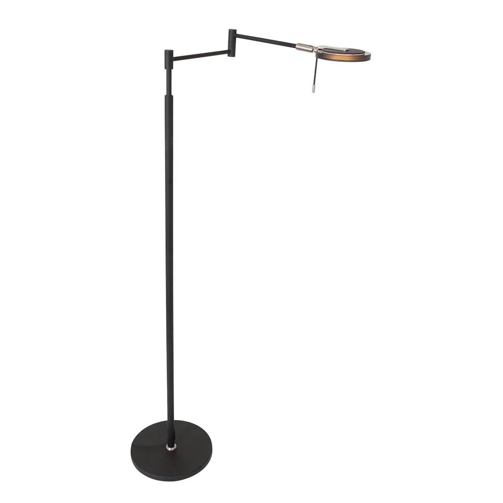 Lampadaire Steinhauer Touround 1L en verre fumé noir, LED, H 141 cm