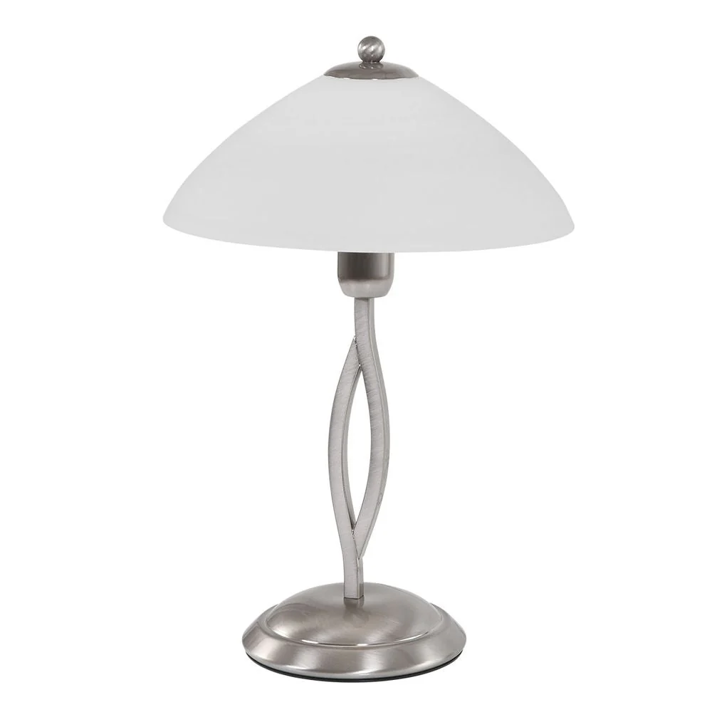 Lampe de table Steinhauer Capri 1L en acier, douille E27, hauteur 45 cm