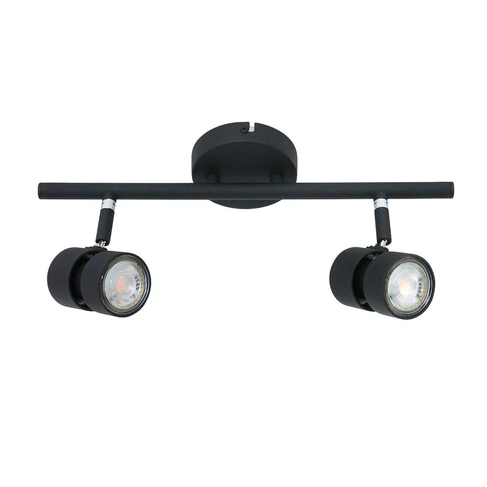 Plafonnier monorail Steinhauer Natasja 2L noir GU10, L 38 cm