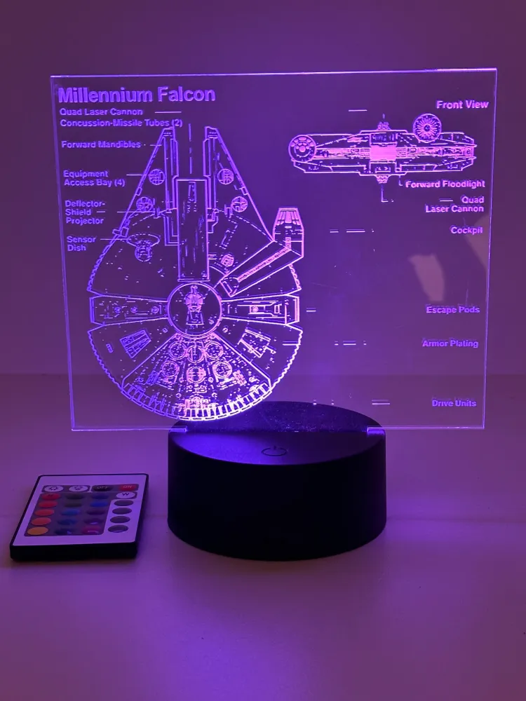 Lampe 3D personnalisée Star Wars Millennium Falcon Stick Olivier