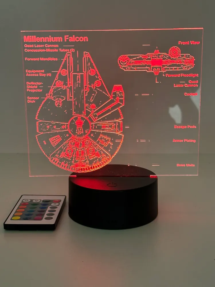 Lampe 3D personnalisée Star Wars Millennium Falcon Stick Olivier