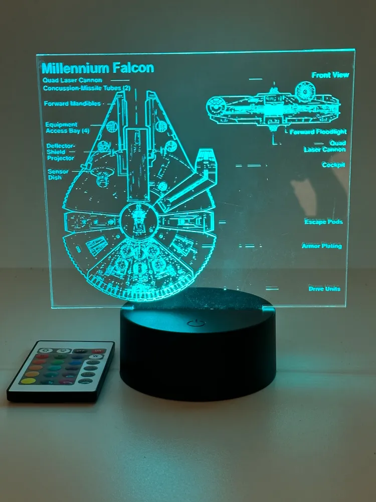 Lampe 3D personnalisée Star Wars Millennium Falcon Stick Olivier