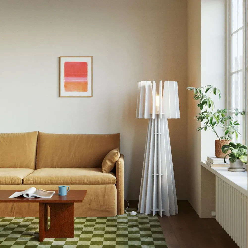 Structure pour lampe de sol SHHINE en matériau acoustique - Blanc chiné