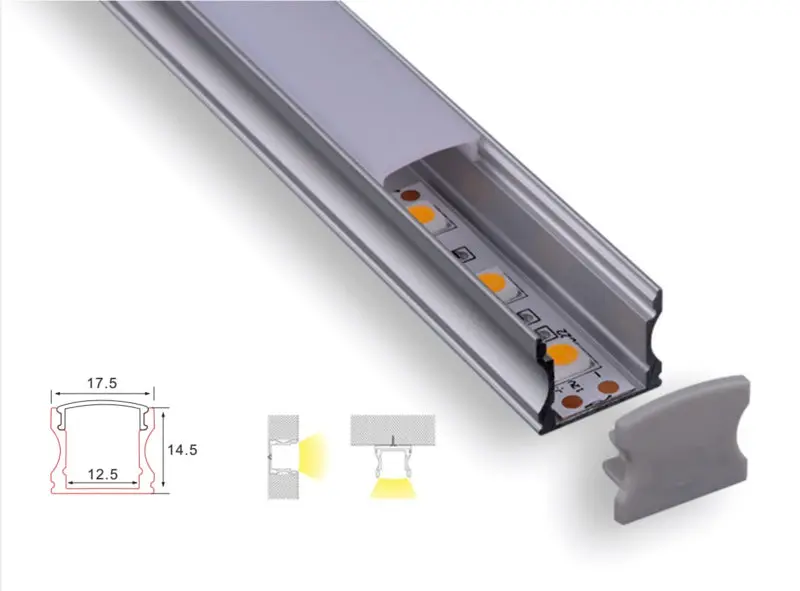 Structure de profil | 1 mètre loi | Aluminium 17,5 x 14,5 | Bande LED de COB