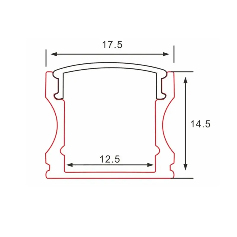 Structure de profil | 1 mètre loi | Aluminium 17,5 x 14,5 | Bande LED de COB