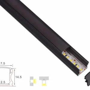Structure de profil | 4 mètres | Loi | Noir | 17,5 x 14,5 | Bande LED de COB