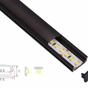 Structure de profil | 2 mètres | Loi | Noir | 17,5 x 7 | Bande LED de COB